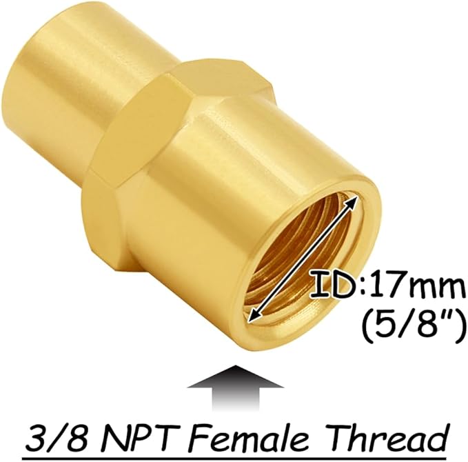 3PCS Brass Reducer Adapter, 1/4" NPT Female to 3/8" NPT Female Thread, Hex Reducing Pipe Fitting Coupler Nipple Connector for Water/Oil/Gas
