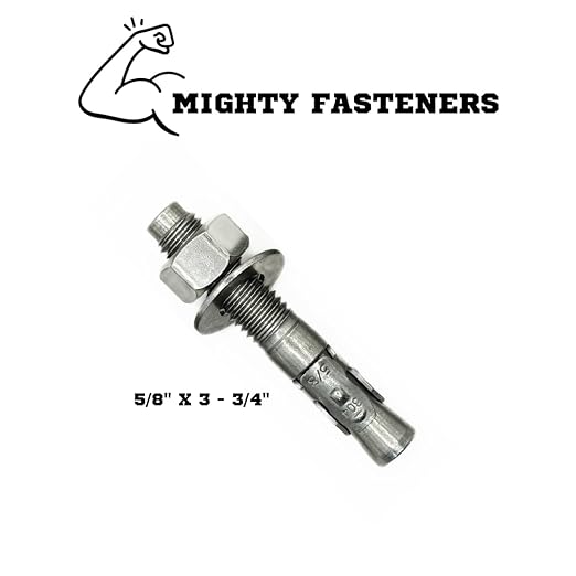 Wedge Anchors – Heavy-Duty 304 Stainless Steel Expansion Bolts for Concrete & Masonry, Rust-Resistant & Durable - 5/8 X 3-3/4" - 50 Pack
