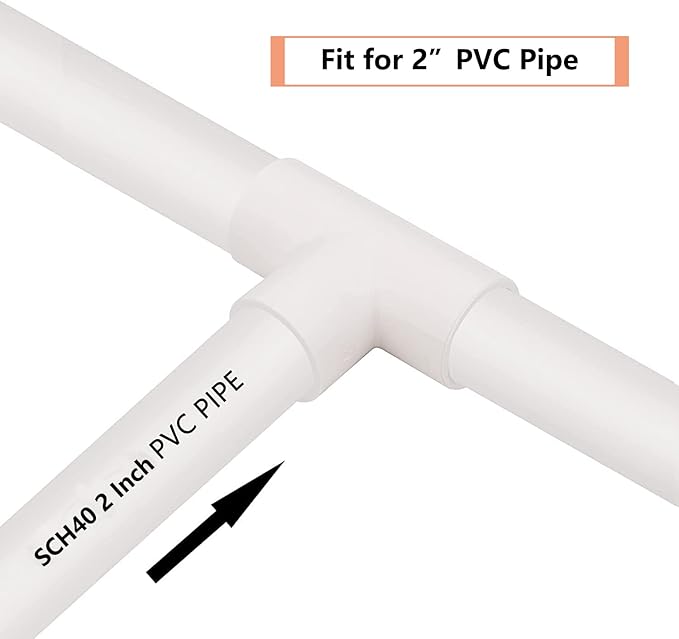 3Pack 3 Way 2" PVC Tee Pipe Fittings Adapter (Socket x Socket x Socket) Furniture Grade SCH40 2 Inch PVC Elbow Pipe Connector for DIY PVC Shelf Garden Support Structure Storage Frame