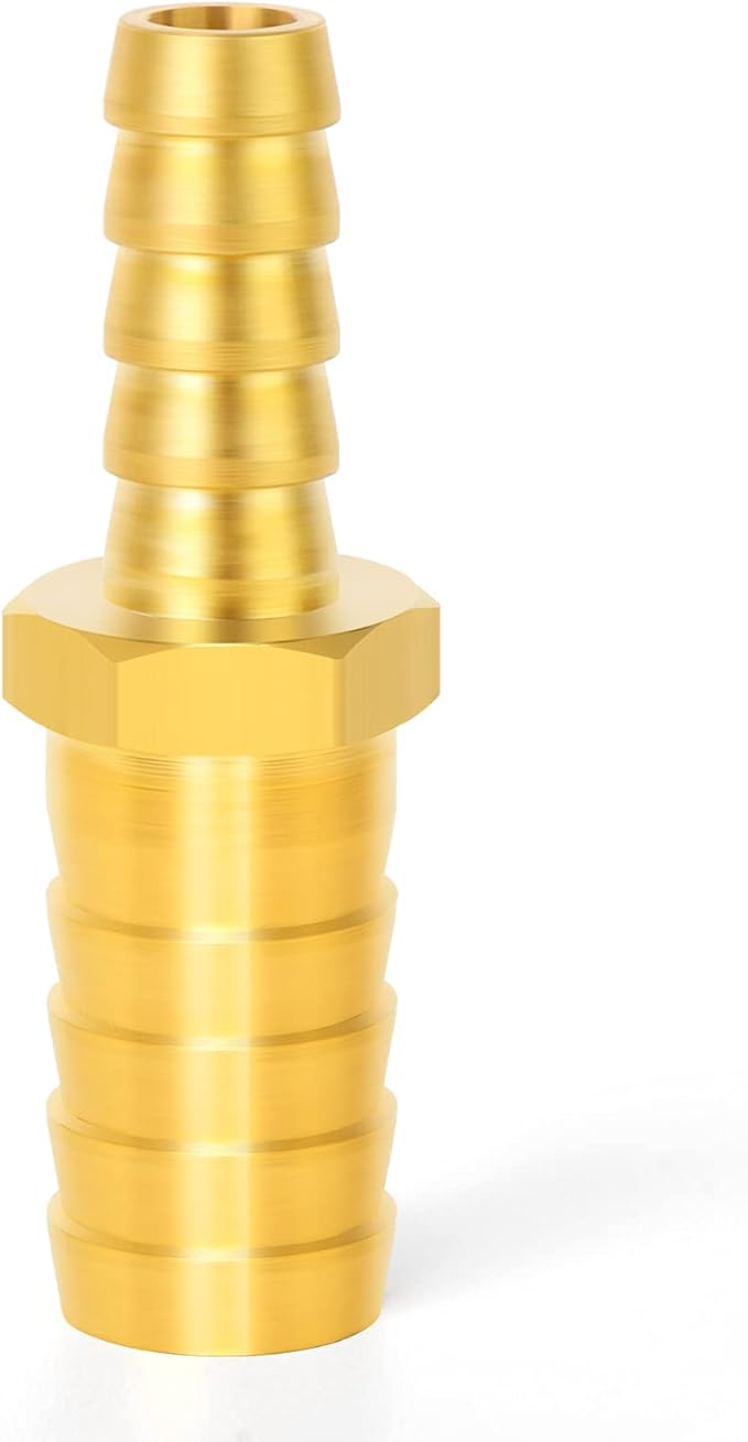 GASHER 10 Pieces Brass Hose Barb Reducer, 5/16 Inch to 1/4 Inch Barb Hose ID with 20 Hose Clam, Brass Barb Reducer SPLICER Fitting Fuel/AIR/Water/Oil/Gas/WOG