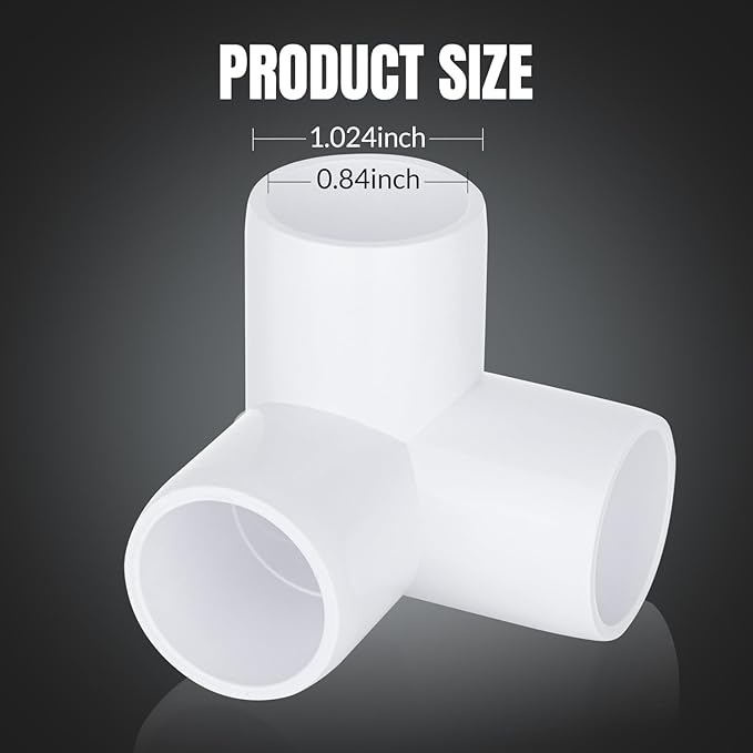 20-Pack 3 Way PVC Fittings 1/2 Inch, Furniture Grade PVC Pipe Connector Elbow for All DIY Structure and Frames