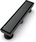 SaniteModar Linear Shower Drain, Black Shower Drain 12 inch with Flat & Tile Insert 2 in 1 Panel, Black Shower Floor Drain with Hair Strainer and Leveling feet