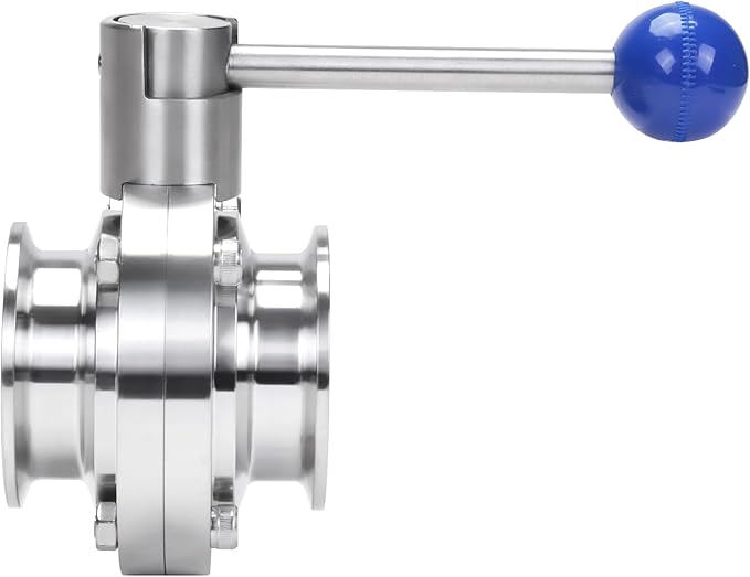 DERNORD 2 Pack 2 Inch Tri Clamp Sanitary Butterfly Valve with Pull Handle Stainless Steel 304 Tri Clamp Clover (2" Tube OD)