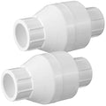 Geetery PVC Inline Check Valve Solvent Connections White Plastic Backflow Preventer Pipe Fittings Check Socket Schedule (2 Pcs, 1 Inch)