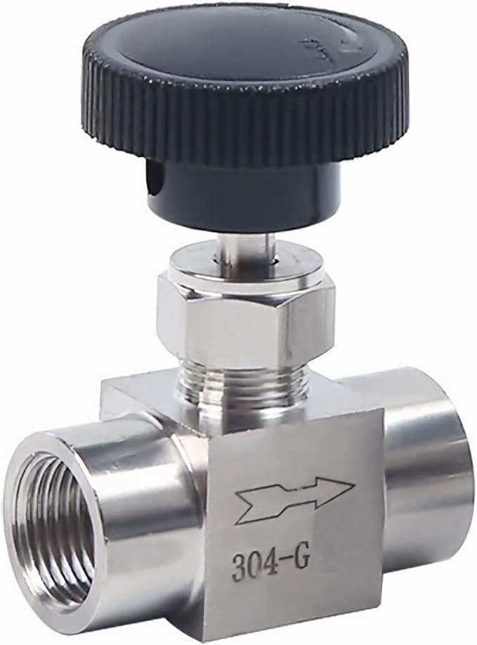 1/8 1/4 3/8 1/2 Inch G Valves 304 Stainless Steel G Female Needle for Valve Flow Control Water Gas Oil,Ferrule Straight-Through Female Needle Valve,Control Needle Valve