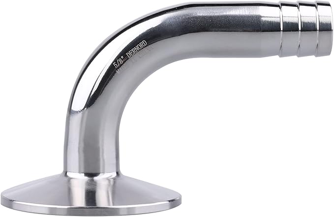 DERNORD Sanitary Hose Barb Pipe Fitting 1.5" Tri Clamp (50.5MM Ferrule) 90 Degree Elbow (Tube OD: 5/8"/15.9MM (1.5 Tri-clamp))