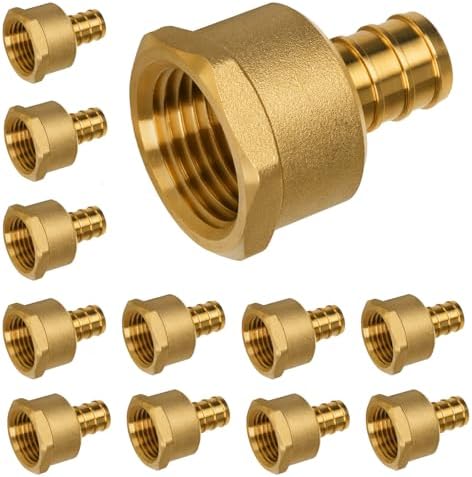 12 Pack Pex Fittings, 1/2" Female NPT to 1/2" Pex Male Adapter, Heavy-Duty Brass Crimp Fittings for PEX Pipes with Leak-Resistant Construction, NSF & UPC Certified