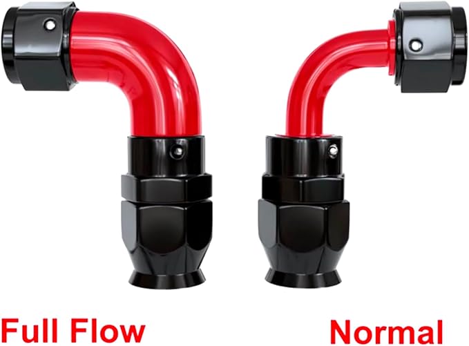 8AN PTFE One Piece Full Flow Hose End Fitting 90 Degree Swivel Only for PTFE Hose Aluminum Black 2PCS