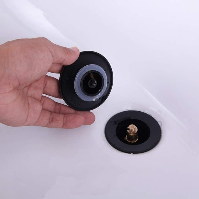 Bathroom Sink Drain with Overflow Vessel Sink Stopper Pop Up Drain Assembly Matt Black D500031B