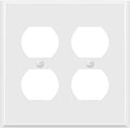 ENERLITES Double Duplex Receptacle Metal Wall Plate, Corrosion Resistant, Standard Size 2-Gang 4.50" x 4.57", Powder Coated Stamped Steel, 7722-WG, White Gloss