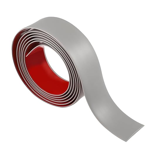 8Ft Floor Transition Strip, 2in Wide Self Adhesive Vinyl Threshold Strip for Joining Floor Gaps Wood Grain Design Tap (Gray)