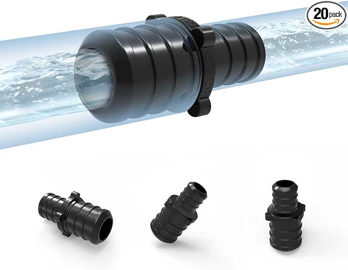 (Pack of 20) Topaipe 3/4-1/2 Inch PEX Poly Crimp Coupling, PPSU Crimp Coupling for Pipe, Plumbing Fittings, Poly Full Flow Fittings for PEX Tubing, ASTM F2159