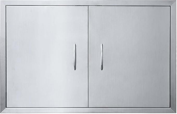 JIE JIN 35" W X 24" H Outdoor Kitchen Doors Double Doors Thickened 304 Brushed Stainless Steel BBQ Access Door BBQ Island Doors Outdoor Kitchen Accessories Door for Outdoor Kitchen BBQ Island