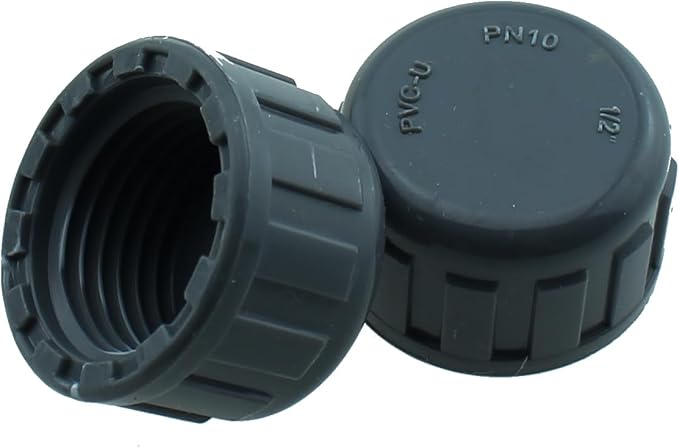 12-Piece 1/2 Inch PVC Inner Teeth Pipe Plugs - PVC Threaded Water End Cap Connectors for Irrigation Systems and Water Supply Lines