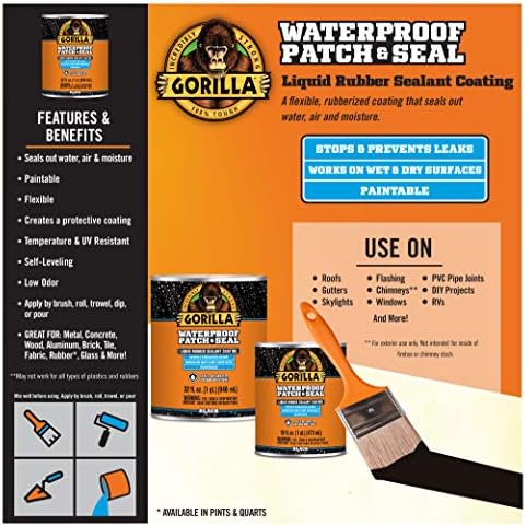 Gorilla Patch & Seal Liquid Rubber Waterproof Sealant, Black, 32 oz