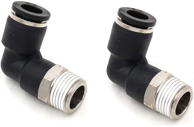 CEKER 5/16 Tubing Od x 1/4" Npt Male Thread Elbow 90 Degree Push to Connect Fittings Air Fittings Pneumatic Quick Connect Fitting Airlines Push In Connectors Tube Fittings 2Packs