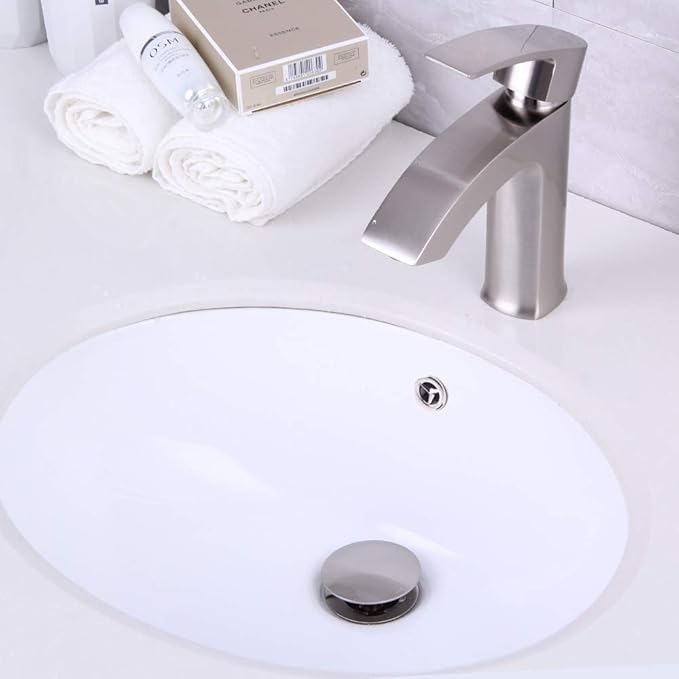 Bathroom Faucet Vessel Vanity Sink Pop Up Drain Stopper with Overflow, Brushed Nickel D500031BN