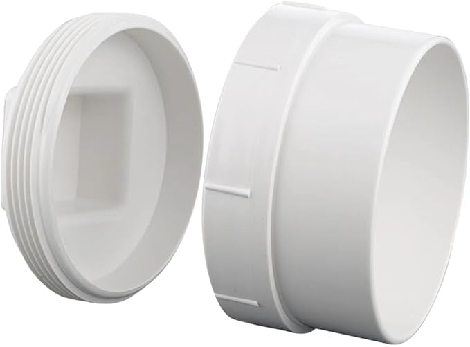 6 Inch PVC DWV Female Sewer Cleanout Cap Adapter with Plug Fitting,for ASTM D2665 PVC Drainage Piping System White (6 Inch)
