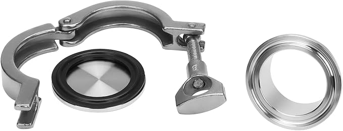 DERNORD 1.5" Sanitary Pipe Fittings Set, Stainless Steel End Cap + Weld Ferrule + Tri Clamp + FKM Gasket