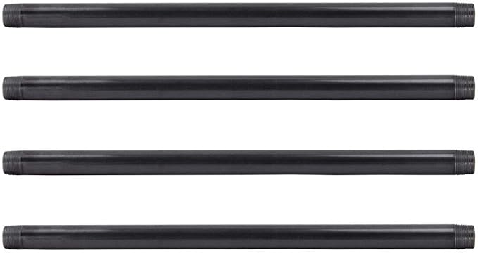 PIPE DECOR 1" x 30" Black Steel Plumbing Pipe, 4-Pack, Pre Cut Connector, Industrial Steel Grey Fits Standard One Inch Threaded Black Malleable Iron Fittings, Build Vintage DIY Furniture