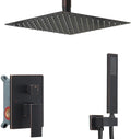Oil Rubbed Bronze 10 Inch Rain Shower Head Ceiling Mount with Handheld, 59 Inch Hose, Mixer Valve, Bracket Holder, Rain Setting, 1 Handle, Brass, Stainless Steel, Shower Kit