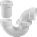 LESSO PVC P Trap 1 1/2 Inch, DWV PVC Fitting for RV Drain Bathroom Kitchen Sink Drain Pipe Tubular Kit with White Threaded Adapter Ring