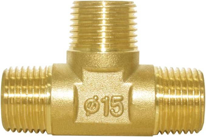 Joywayus Brass Pipe Fitting Barstock Tee 3 Way NPT 1/2" Tee (Pack of 2)