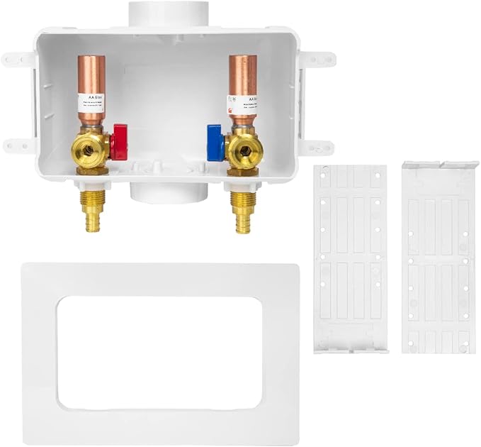 EFIELD Premium Washing Machine (Laundry) Outlet Box, 1/2-inch Crimp Pex Connection, Center Drain With Copper Water Hammer Arrestor,(WM027)
