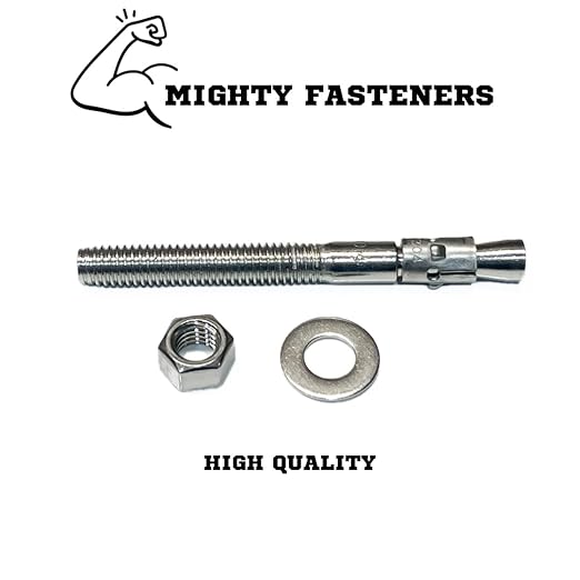 Wedge Anchors – Heavy-Duty 304 Stainless Steel Expansion Bolts for Concrete & Masonry, Rust-Resistant & Durable - 3/8" X 3-3/4" - 5 Pack