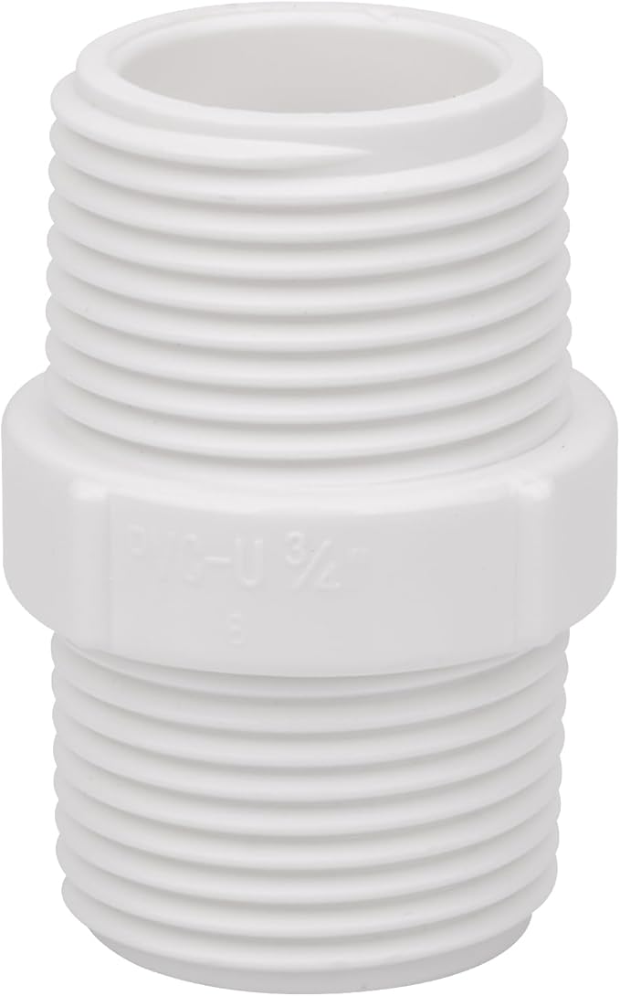 20Pack 3/4 Inch PVC Nipple Male Thread Coupling Adapter Connector (Male x Male) 3/4" PVC NPT Male Thread Coupling Pipe Fitting for Thread plumbing Pipe, Home or Industrial Use, Schedule 40