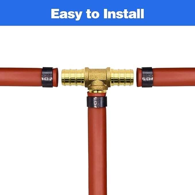 25 Pack 3/4" PEX Fittings, Brass Tee Fittings, for PEX Tubing Pipe