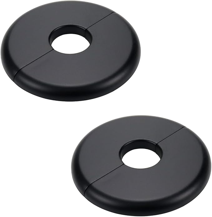 2 Pcs Wall Split Flange, ABS Round Self-Adhesive Escutcheon Plate Buckles Design for 0.86"/22mm Diameter Pipe