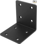 10 PCS 2-3/4" Black Steel L Right Angle Corner Brace, Countersink Brackets for Wood Shelves, Furniture, Cabinet, Thickness 1/8", Max Load 110LB