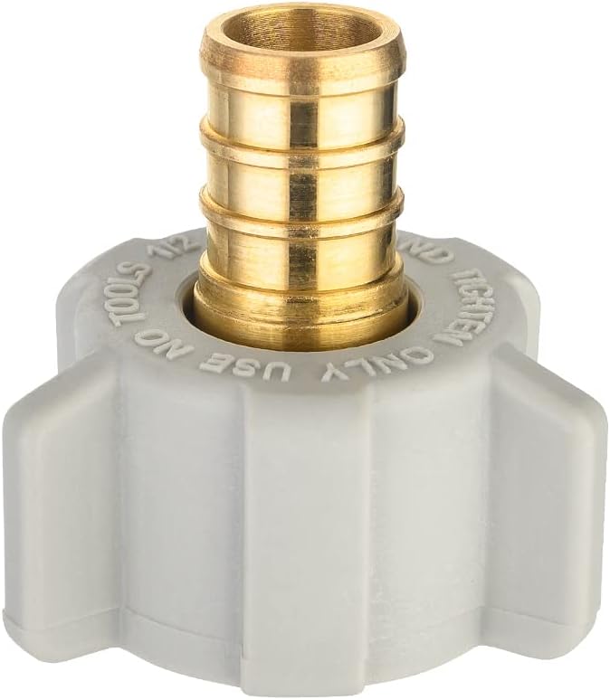 6-Pack EFIELD 1/2" Pex X 1/2" Female NPT Swivel Adapter Brass Barb Crimp Brass Fittings, ASTM F1807,(PEX1807202-6PCS)