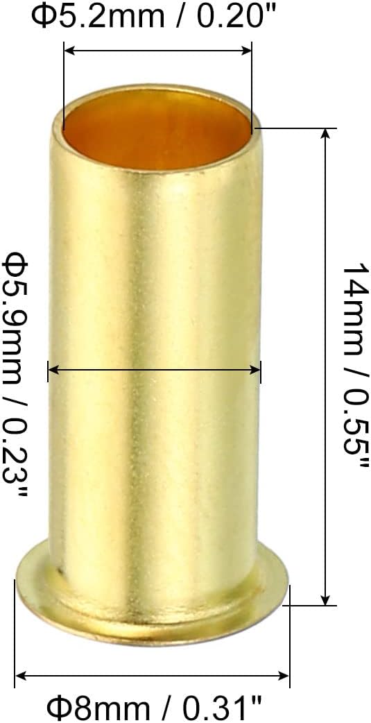 PATIKIL 8mm Tube OD Brass Compression Sleeves Ferrules, 20 Pack Brass Ferrule Fitting and Hose Insert Support Assortment Kit for Air Water Gas Pipe