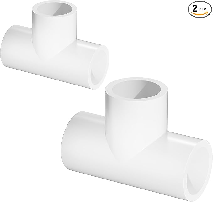 2" Tee 3-Way Pipe Fittings, 2 Pcs Heavy Duty Right Angle Connector (Socket x Socket), Schedule 40 Coupling Adapter