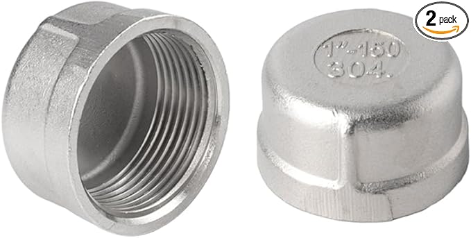 Stainless Steel 304 Cast Pipe Fitting, Round End Cap, 3/4" NPT Female (Pack of 2)