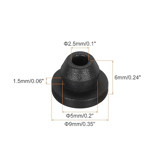 MECCANIXITY 20Pcs Snap Rubber Grommet Plug Mount Dia 5mm ID 2.5mm Narrow Groove Width 1.5mm Seal Anti-Scratch for Electrical Box Cable Pipes Black