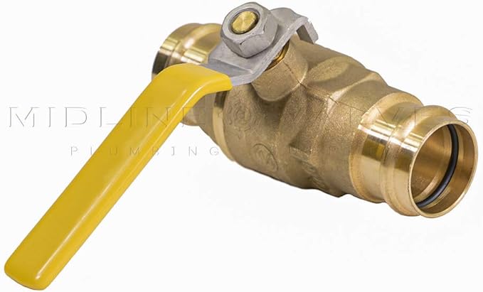 Midline Valve 5 Pack 4 Inch Press Ball Valve with Double-O-Ring, Full Port Press Ball Valve with 4" Connections, Brass Finish