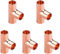 5/16" Copper Tee,Copper Three-Way Fitting Welding Joint, Sweat Solder Connection for Residential and Commercial Plumbing, HVAC Air Conditioning Systems (5 Pack)