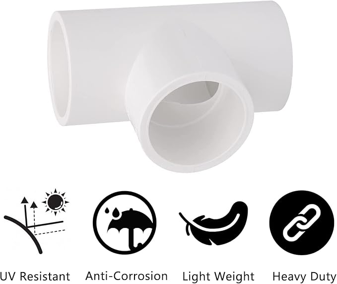 12 Pack 1" 3 Way PVC Pipe Fittings, Furniture Grade SCH40 PVC Elbow, S x S x Socket, Contractor Pack, Meets ASTM D2466 & D1784 Standards