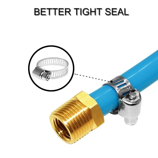 JoyTube 5 Pcs Hose Barb Fittings 1/4" Barb to 3/8" NPT Male Thread Brass Metals Adapter Connector with Hose Clamp