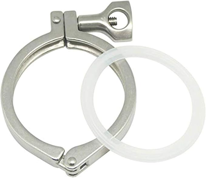 QiiMii 2 Pcs Heavy Duty Single Pin Tri Clamps Ferrule TC 3 Inch Stainless Steel 304 with Silicone Gasket