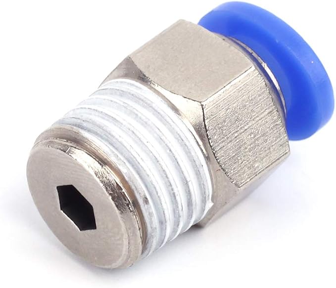 SNS 1/4"Tube OD x 1/8 NPT Male Straight Nickel Plated Brass Push to Connect Pneumatic Fittings（10 PCS） SPC1/4-01NPTBE