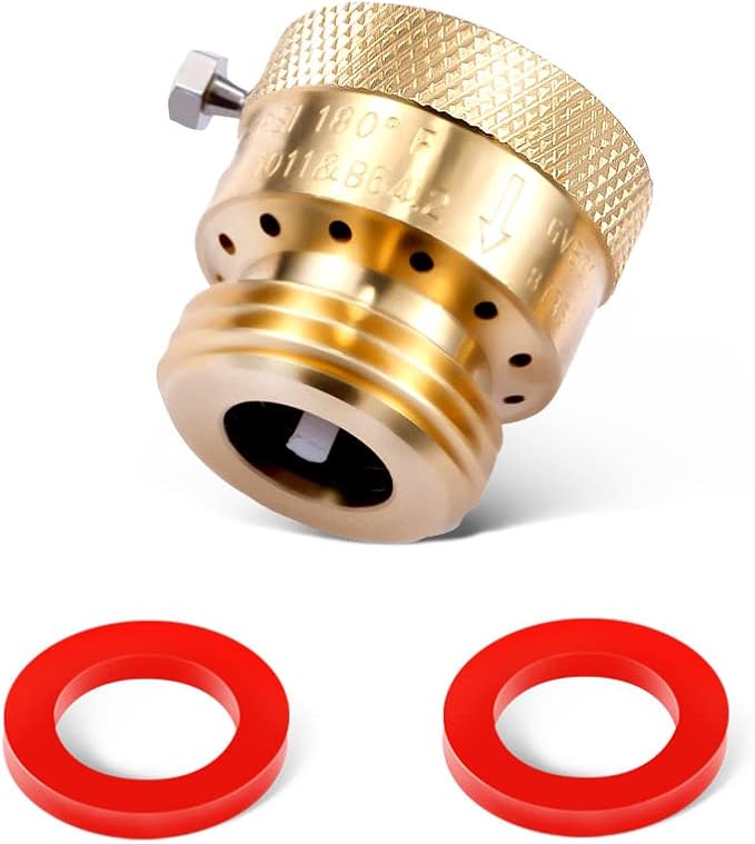 1 Pack Brass 3/4 Inch GHT Backflow Preventer, Vacuum Breaker Outside Faucet Hose Bibb Connector