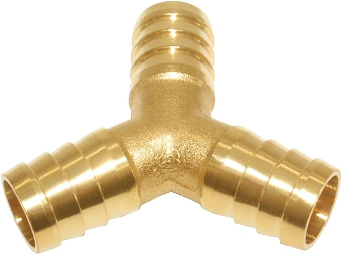 3PCS Solid Brass 5/8"OD Barb Fitting Y 3-Way Union Intersection Barbed Hose Fittings for Water/Oil/Gas
