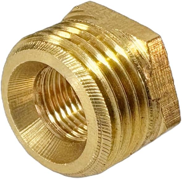 3/8" NPT Male x 1/8" NPT Female Brass Reducer Hex Bushing Threaded Pipe Fitting Reducing Adapter Pack of 2