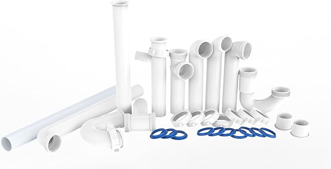 Kitchen Sink Drain Kit,1-1/2" Sink Drain Plumbing Kit - Universal P-Trap Replacement for Kitchen & Bathroom Sinks with Pipe Repair Accessories