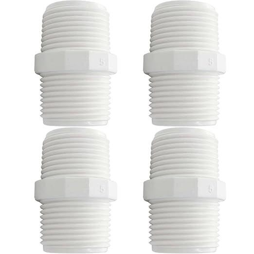 YSIL 4PCS 1-1/2 Inch PVC Nipple Male to Male Coupling Adapter Pipe Fittings 1-1/2" X 1-1/2" for Thread Pluming PIPE Connection
