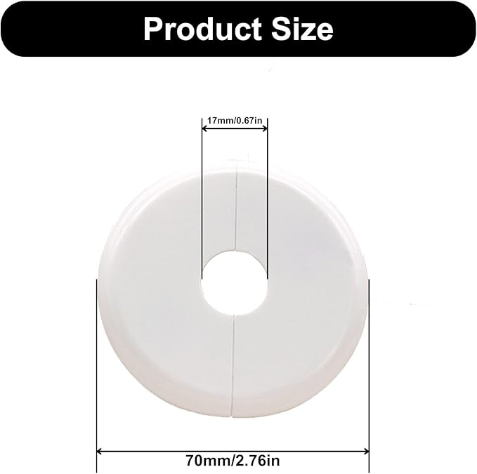 4 Pcs Wall Split Flange, Plumbing Cover Plates, Self-Adhesive ABS Escutcheon Plate for Faucet Kitchen Toilet Decorative (17mm/0.67in)